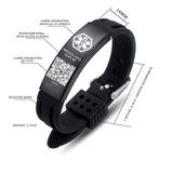 AM1443-QR Silicone Medical ID Bracelet With QR Code 3 Color Choices