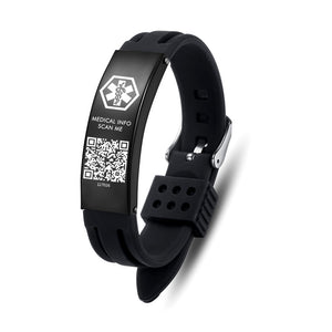 AM1443-QR Silicone Medical ID Bracelet With QR Code 3 Color Choices