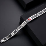 MD-0335 CUSTOM ENGRAVE Stainless Black Carbon Fiber Medical ID Bracelet