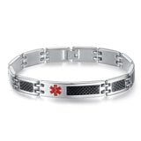 MD-0335 CUSTOM ENGRAVE Stainless Black Carbon Fiber Medical ID Bracelet