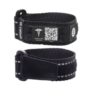 MD0460BB-QR Medical Black Nylon Sport ID Bracelet With QR Code