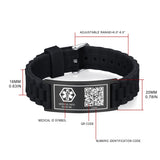 MD0584BB-QR Medical Black Braided Silicone ID Bracelet With QR Code