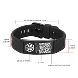 MD1469-QR Silicone Medical ID Bracelet With QR Code 6 Color Choices