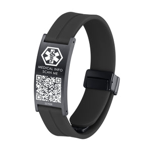 MD1515-QR Silicone Medical ID Bracelet With QR Code 3 Color Choices