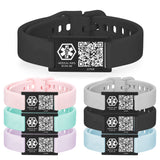 MD1539-QR Silicone Medical ID Bracelet With QR Code 6 Color Choices