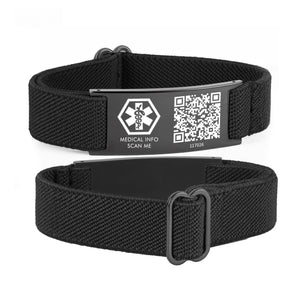 MD1555-QR Nylon Elastic Medical ID Bracelet With QR Code 7 Color Choices