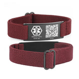 MD1555-QR Nylon Elastic Medical ID Bracelet With QR Code 7 Color Choices