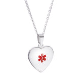 MP-0236 CUSTOM ENGRAVE Plump Heart Medical ID Stainless Pendant Necklace