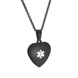 MP-0236 CUSTOM ENGRAVE Plump Heart Medical ID Stainless Pendant Necklace