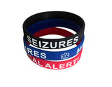 SIL-16  Medical Alert Seizures Silicone Bracelet 3 Pc Set 2 Sizes!