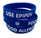 SIL-14  Child/Youth Food Allergy Use Epipen Silicone Bracelet Set